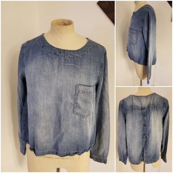 Cloth and Stone Back Buttons Chambray Top Sz Small Women's - Picture 2 of 7